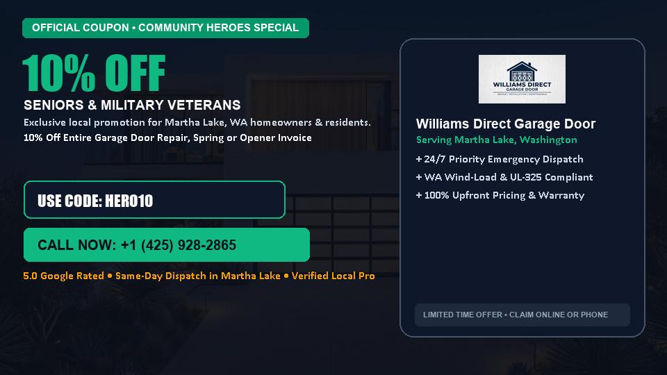 Williams Direct Garage Door 10% OFF Seniors & Military Veterans in Martha Lake, WA